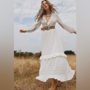 NWT Ruffle V neck maxi